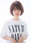 小顔ナチュラルバレイヤージュとろみワンカールモードボブ
