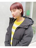 【早瀬忍 梅田中津】レッドカラー×ワイドバング×毛先ブラック