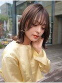 ミディアムレイヤーカットボブウルフ/10代20代/インナーカラー