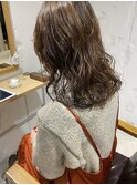 【三ツ井純】無造作コテ巻き風パーマ グレージュオリーブカラー