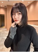 顔まわりレイヤー セミディ メルティカラー グレーベージュ