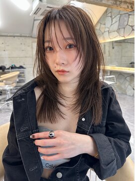 サイン 渋谷(SIGN) 韓国ヘアハッシュカットレイヤーカットグレージュブリーチ無し