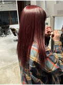 小川/ブリーチなしwカラーレッドブラウンカシスレッド