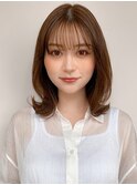 セミディ外ハネボブフェイスフレーミングこなれヘア前髪美髪