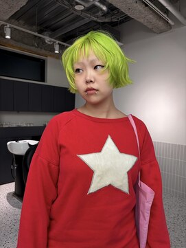 ステン(sten) レイヤーボブ/ネオンカラー/ネオングリーン/ハイトーンボブ