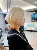 【ケアブリーチ使用】ブリーチ抜きっぱなし.デザインカラー