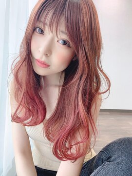 ヘアアンドメイク コルト フォークロア(HAIR&MAKE COLT FOLKLORE) コーラルピンク×セミロング