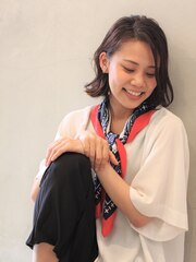 【30代～】大人のかきあげマロンベージュAライン外ハネボブ