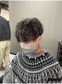 ハイライトツイストスパイラルパーマアップバングスパイキー