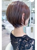 ショート×艶々白髪染めカラー