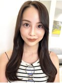 ミディアムレイヤーブラウンベージュ秋カラーグレージュレイヤー