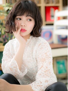 カバーヘア ブリス 大宮西口(COVER HAIR bliss) ぱっつん前髪オリーブグレージュ外ハネボブh4大宮20代30代40代