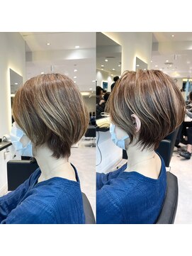 バンプ ギンザ(BUMP GINZA) 30代40代50代絶壁解消ひし形ショート白髪ぼかし透明感カラーE