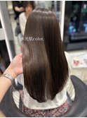 水光肌カラー透明感カラーブリーチなしブラウン韓国