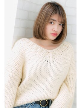 ローマ ギンザ(ROMA Ginza) 『ROMA』ハイ透明感バレイヤージュ切りっぱなしボブオン眉