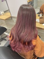 リーオオサカ(Lee Osaka) 【カット+グラデーション】セミロング×ローズピンク/新出