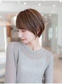 大人かわいい前髪セシルカットココアブラウンフリンジウェーブ