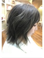 ヘアー カフェ コトノハ(hair cafe kotonoha)  【コトノハ】小顔　外ハネボブ　オリーブカラー　ネオウルフ