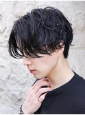 ■シャドウパーマ刈り上げセンターパートニュアンスデザイン