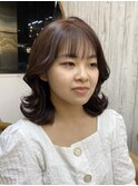 ミニウルフレイヤーカット顔周り前髪韓国ミディアムロング/横浜