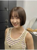 ブリーチなしカラーブラウンカラー夏カラーボブ艶カラー