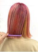 デザインハイライトブリーチデザインカラー切りっぱなしボブ