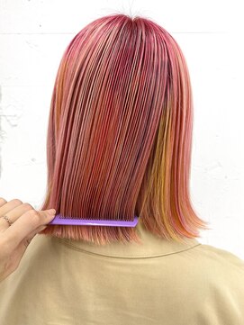 レコ(LECO) デザインハイライトブリーチデザインカラー切りっぱなしボブ