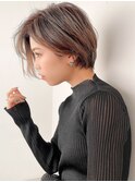 前髪長めショートショートボブシースルー前髪ハンサムショート