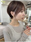 透明感カラー ボブ 前髪 ショート カラー ブリーチ&カラー