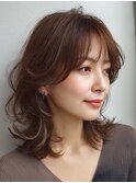 ミディアムレイヤー×白髪ぼかしカラー30代40代50代60代