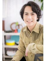 ミック ヘアアンドメイク アップ 駒込店(miq Hair&Make up) ニュアンスウェーブの黒髪メンズミニウルフ