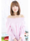 斜め透けバング☆艶カラー束感ミディアムボブb1