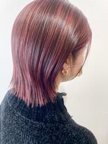 フロート 小阪店(float) レッドカラー_マロンベージュ Aラインボブ かきあげ