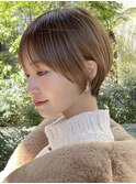 大人ショートボブ丸みショートカットマッシュショート前髪あり