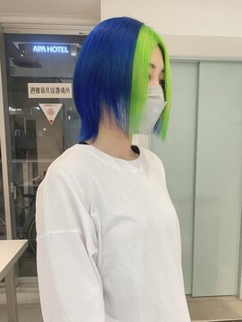 ターン ヘアー(TAAN HAIR) ブルー×イエローグリーン