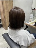 ハイライト×切りっぱなしボブ