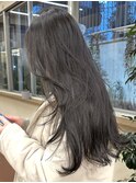 ブリーチなしダークグレージュ透明感カラーレイヤーカット