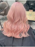 15645ブリーチ＆ダブルカラーラベンダーピンクレイヤーロング