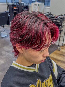 ルースト 京都四条大宮店(ROOST) MEN'SHAIR/メッシュ/レッド/ニュアンスパーマ