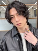 大人シャドウパーマ×センターパートで好印象ビジネスヘア