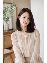 バグズ ヘアデザイン 桔梗が丘店(Baguz HAIR DESIGN)&nbsp;前下がりワンカールボブ×艶ショコラブラウン