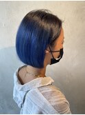 【YUCCA】大人可愛い切りっぱなしボブBLUE