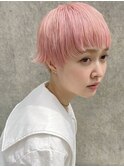 ピンクショートヘアピンクヘアペールピンク薄ピンクヘア淡い