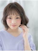 オン眉ミストバングゆるふわ巻きミニボブa古河20代30代40代