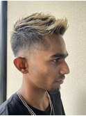 メンズカット　フェードカット　ブリーチカラー