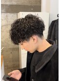 刈り上げツーブロックツイストスパイラルパーマメンズマッシュ