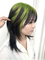 グラスペディア(graspedia)&nbsp;レイヤーカット/ウルフレイヤー/ツートーンカラー/グリーン