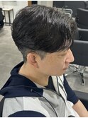 センターパートニュアンスパーマ毛流れ刈り上げショートパーマ