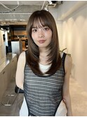 韓国/顔周りレイヤー/おくれ毛/ベージュ/ダブルカラー/東区/松崎