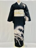 正絹訪問着No.25/【黒ラメ】